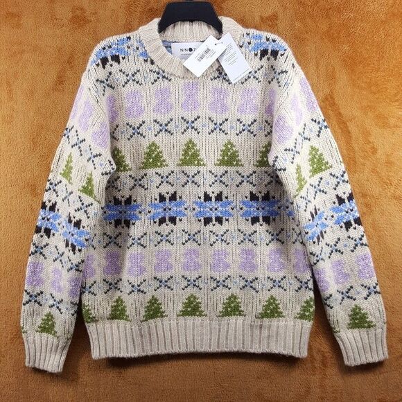 NN07 Sweater Mens Medium Cream Pullover Crew Fair Ilse Wool Alpaca STEIN $370 - Picture 2 of 11